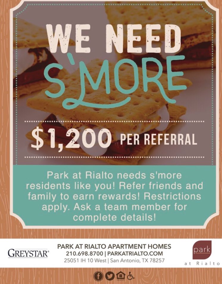 We have your holiday mad money! Resident Referral Program is now paying even more. 1st referral pays $1,200, 2nd $1,500 and 3rd $2,000!  Contact us for full details. 🏠💰   

#residentreferral #chooseyourneighbors #lifewelllived #parkatrialto