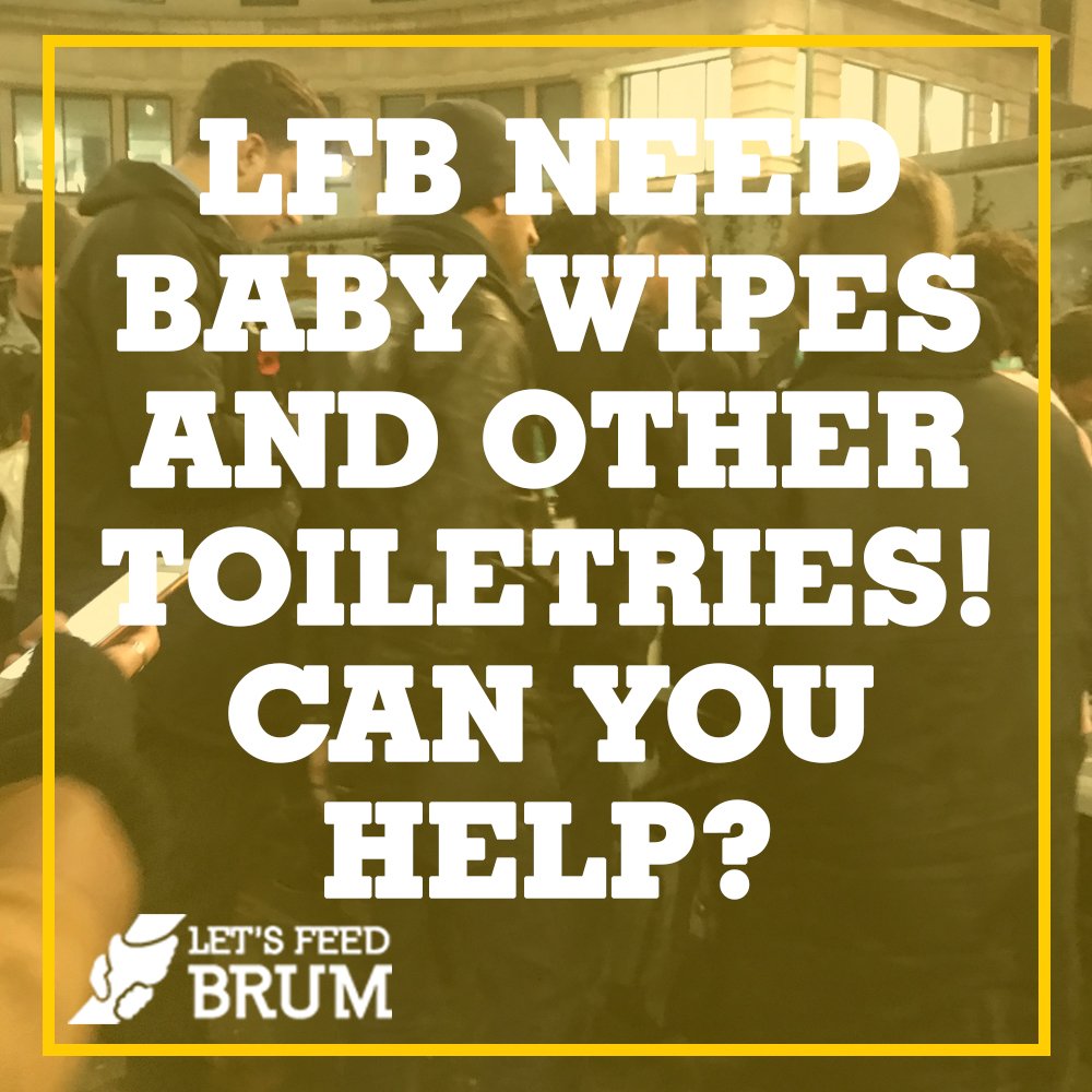 letsfeedbrum's tweet photo. We are running out of baby wipes and other toiletries. These are very popular among our service users! If you have any you are able to donate please drop them off at our donation station (Itihaas Indian Restaurant) Thanks! 🙌 https://t.co/dYNo4lsReH