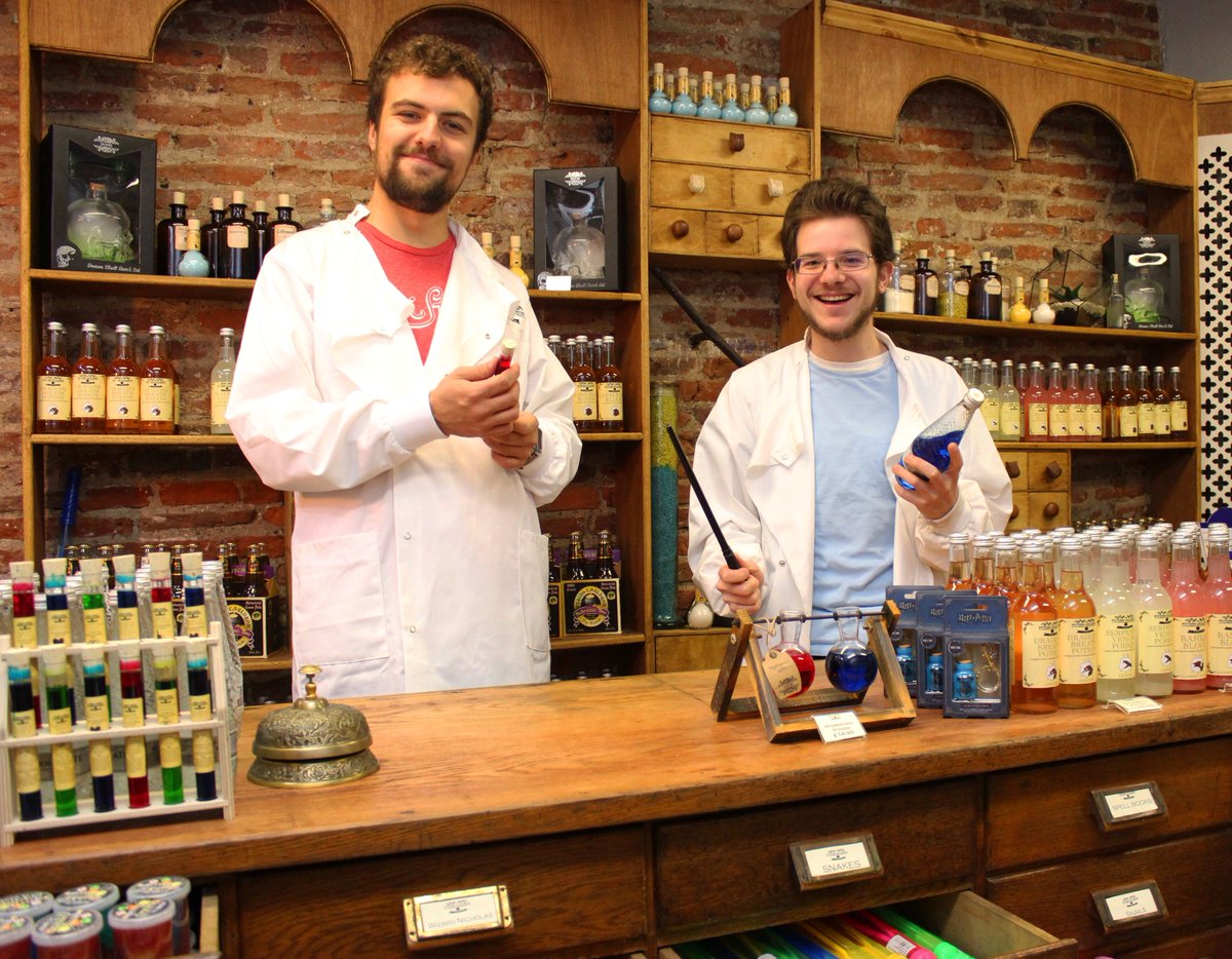 PotionsCauldron's tweet photo. Potion makers Matthew & Woody are brewing all day in store until 6pm. Come see us and receive a free toy when you spend over ยฃ10! #potion #potions #brewing #mixyourown https://t.co/B8dtNc6Ceb