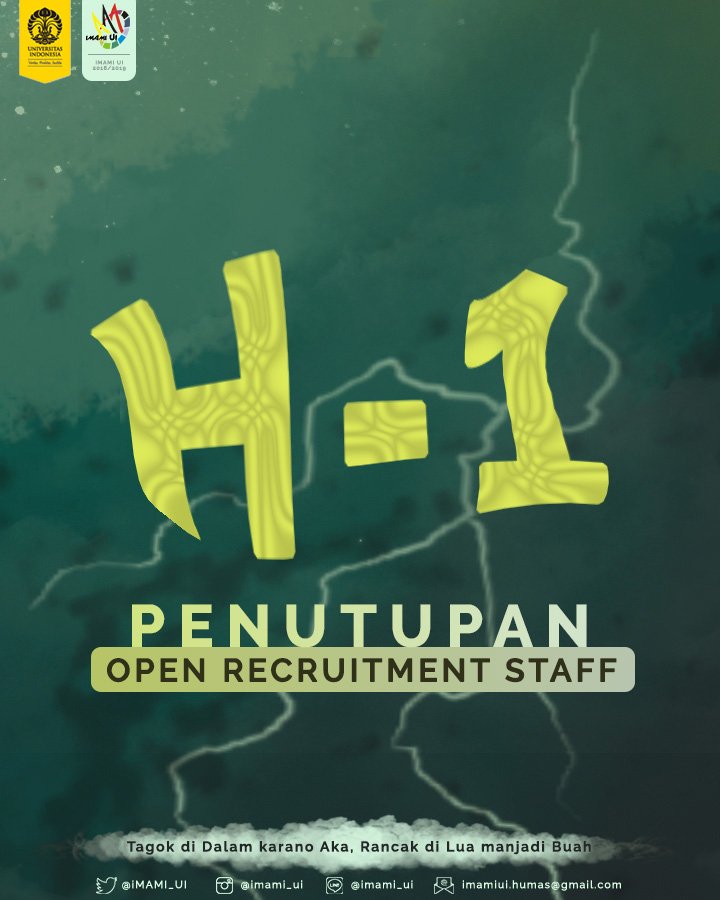 [SAHARI LAI!]

Assalamualaikum dunsanak IMAMI!

Kesempatan untuak menjadi bagian dari kepengurusan IMAMI 2018/2019 tinggal sahari lai. Jadi jan sampai terlewatkan yaw demi menjadikan IMAMI lebih baik.

IMAMI 2018/2019
Tagok di Dalam karano Aka
Rancak di Lua manjadi Buah