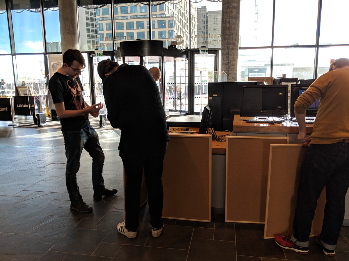OffComic's tweet photo. Setting up our exhibition at the @LibraryofBham ! Come by this Tuesday for the official launch and meet us! https://t.co/yhJKcXhkQh
