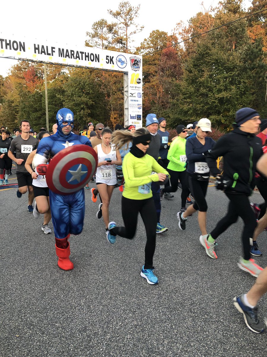 DurhamNCSports's tweet photo. If Captain America is racing, this is the race I want to be in! #superherostatus #fightals #runrdc https://t.co/4PzmgJiKqp