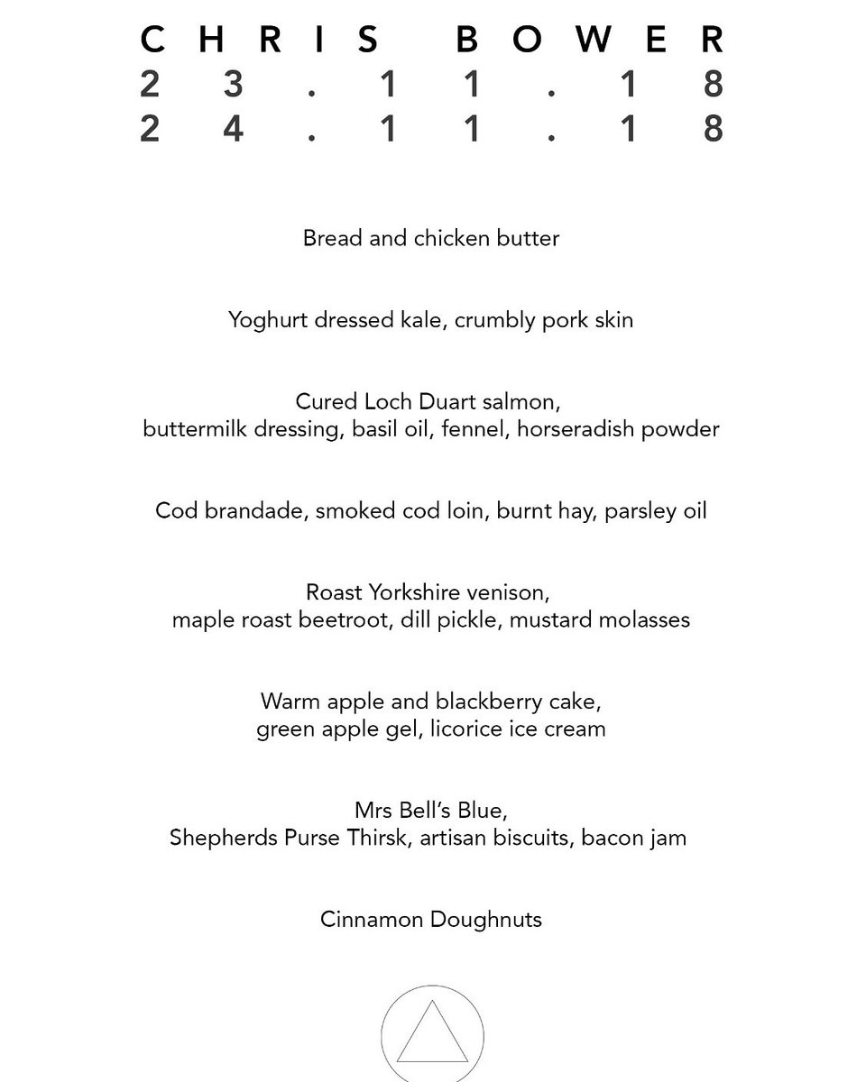 You can see, from Chris' (<a href="/Chefchrisbower/">Christopher Bower</a>) menu for our final pop-up, why we invited him back. Easily one of the best to grace our kitchen.

There are still tickets left for both nights, although not too many.

oliveandthyme.events/BookAnEvent.ht… for tickets