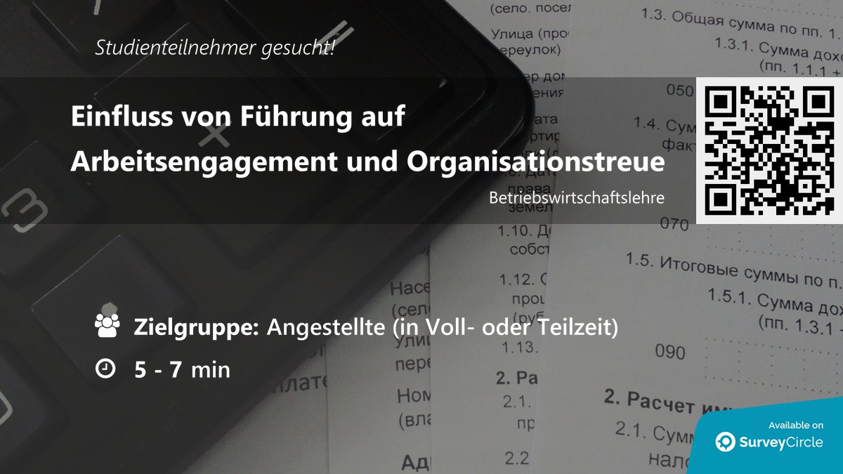 daily_research's tweet photo. Teilnehmer gesucht für aktuelle Online-Umfrage:
"Einfluss von Führung auf Arbeitsengagement und Organisationstreue" https://t.co/bXxbr75VqS via @SurveyCircle
#Führung #Arbeitsengagement #Organisationstreue #Leadership #JobInvolvement https://t.co/Kmjewd04A2