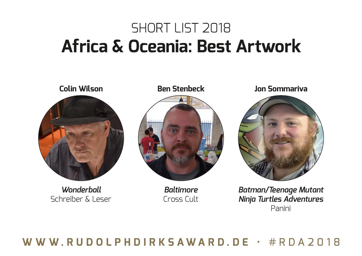 DirksAward's tweet photo. Africa & Oceania: Best Artwork #RDA2018 #ColinWilson @BenStenbeck @JonSommariva @schreiberleser @CrossCult @PaniniVerlag https://t.co/Izua9eo6JF