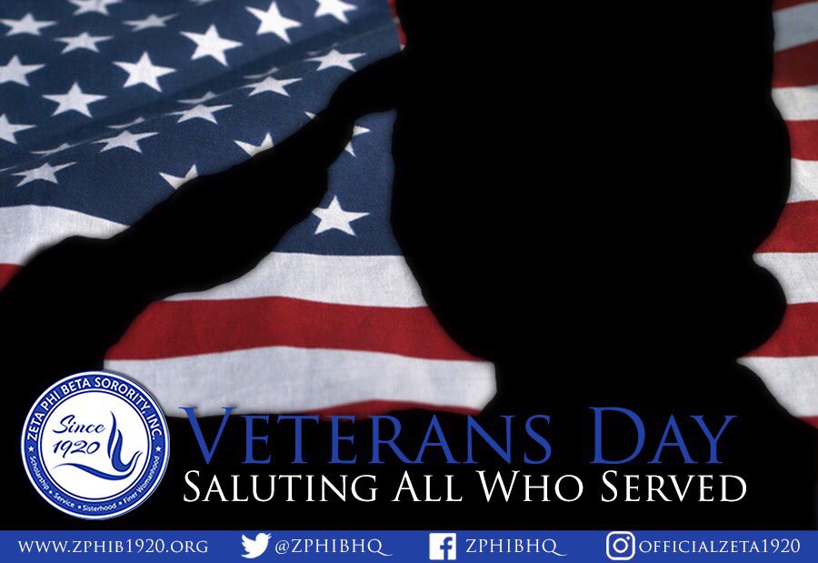 ZPhiBInc1920's tweet photo. Zeta Phi Beta Sorority, Inc. salutes all who’ve served our country. #zphib #veteransday #salutetoservice @WomenVetsRock https://t.co/OH62ITyTgy