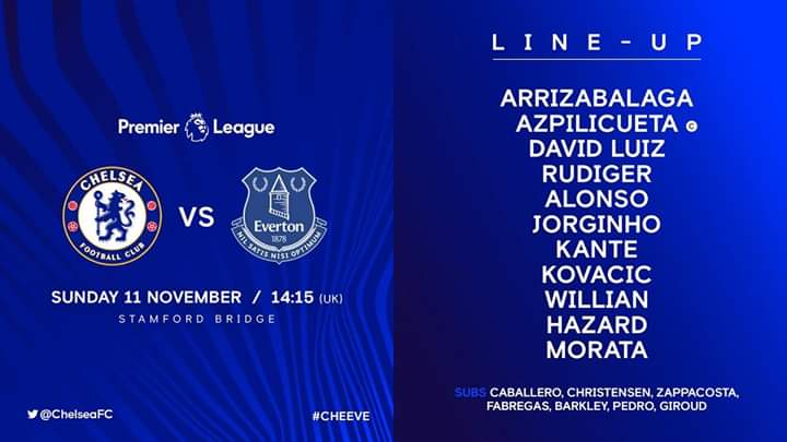 Line Up Chelsea Vs Everton