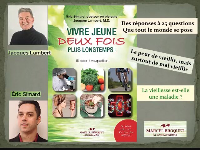 Qui ne veut pas vivre jeune plus longtemps?
Jacques Lambert et Éric Simard répondent à vos questions dans ce guide et seront <a href="/salonlivremtl/">Salon du livre de Montréal</a>.
Vend. 14h-16h; 18h-20h
Sam. 9h-10h30; 17h-18h30
Dim. 9h30-11h; 14h30-16h30
Stand 416