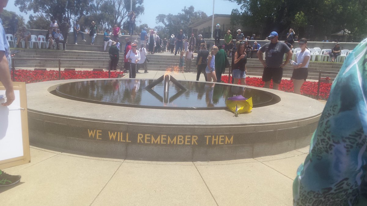 HoosierGal2013's tweet photo. This is the Eternal Flame to remember those who died in WWI.  After the war, there was a March of the widows from the war in Sydney.  10,000 women dressed in all black walked down the main street to the harbor where the husband's had sailed never to return. https://t.co/tJqeaTrWvK