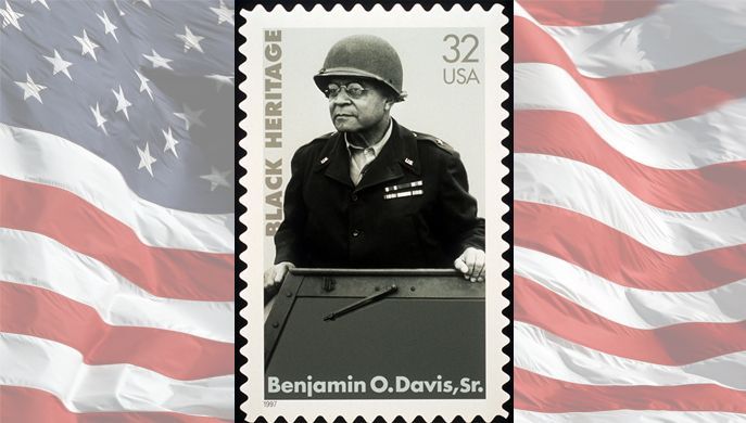 ESPERstamps's tweet photo. Benjamin O. Davis Sr. served 50 years as an enlisted man and officer in the United States Army. He became the nation’s first African American brigadier general. #BenjaminODavis #VeteransDay #VeteransDay2018 #ESPERstamps #StampsTeach https://t.co/wafZq5XdJo