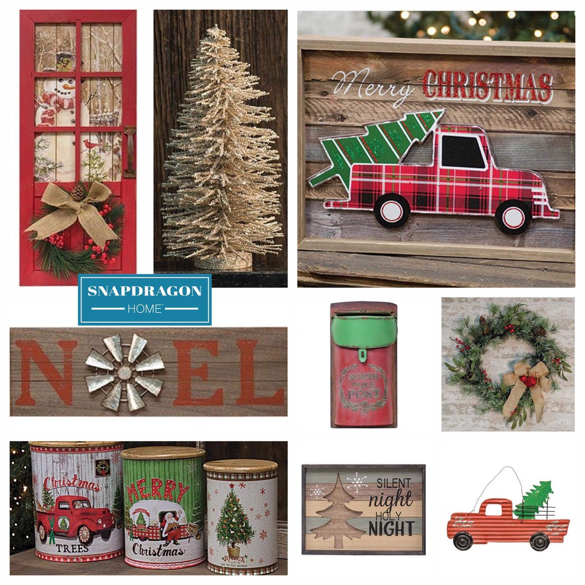 Dragonflycheryl's tweet photo. Our #Christmas and #Holiday stock is flying off the shelves! Make sure you take a look before it’s all gone! #snapdragonhome #holidaydecor #christmasdecor #christmastree #farmhouse #home #decor #wreath #noel #truck #santa #santamail 

https://t.co/raeTlCWyoY https://t.co/zZS1k2vZGJ