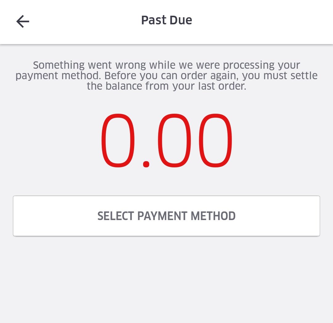 Datwitbug (@datwitbug) on Twitter photo 11/11/2018 15:08:20 Getting this and unable to proceed even when nothing is due on @Uber_India or @UberEats_IND Getting this and unable to proceed even when nothing is due on @Uber_India or @UberEats_IND