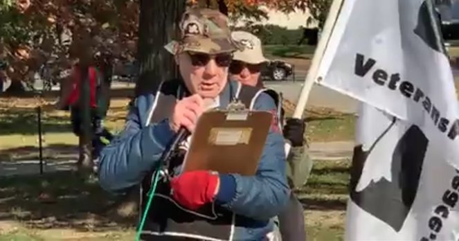 Consortiumnews's tweet photo. WATCH LIVE: Veterans for Peace  March in Washington, D.C., to Reclaim Armistice Day. https://t.co/yD0MvKkcBK @VPNNational #ArmisticeDay #Armistice2018 #ArmisticeDay100 #Armistice #PeaceCongress #NoWar #Peace https://t.co/04FBvSzELd
