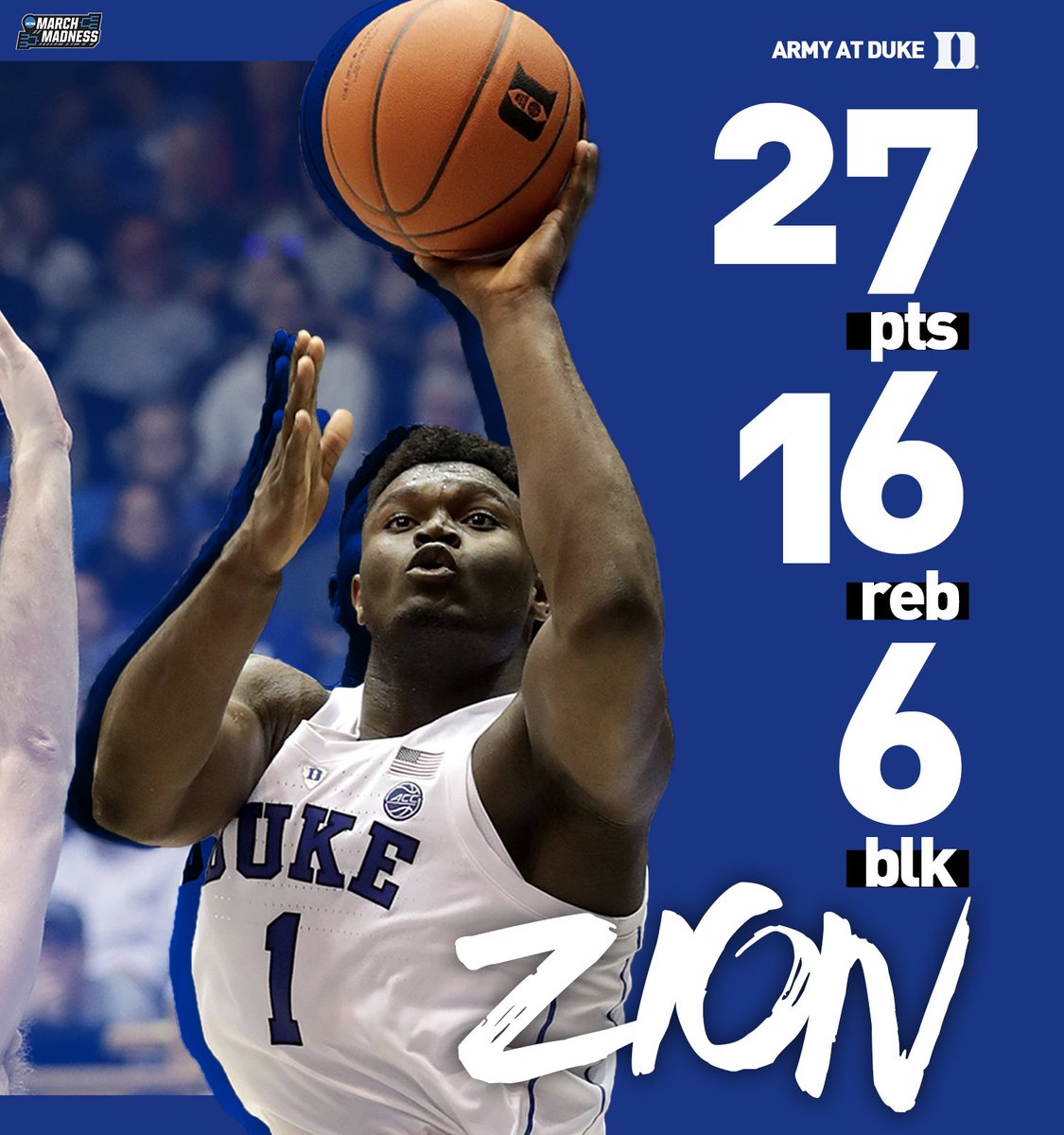 MarchMadnessMBB's tweet image. Zion threw a block party in Cameron 😱