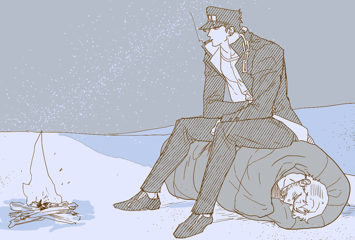 이집트에서 자기 할아버지를 깔아앉고 담배피는 일본 혼혈남고생 그림