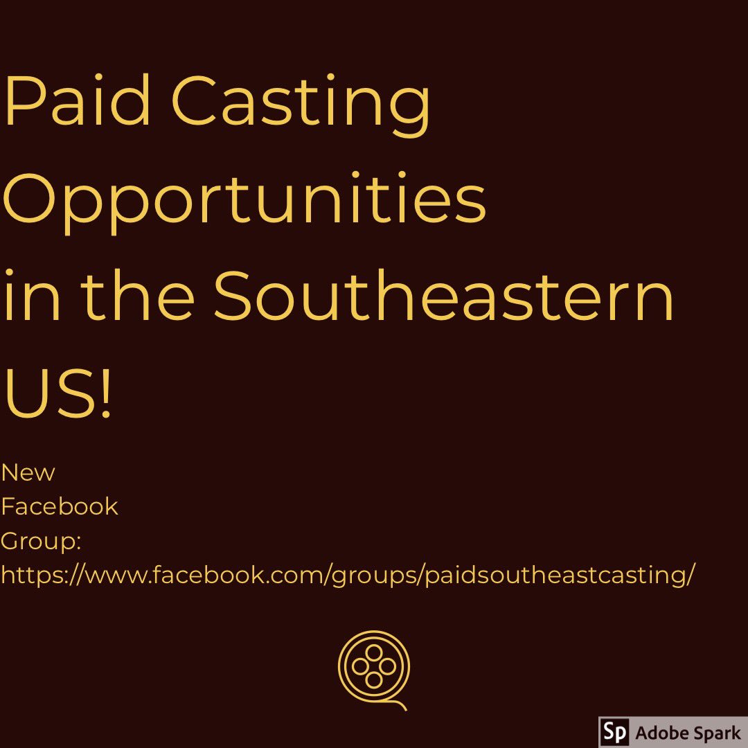 Paid Casting Opportunities in the Southeast! Join the group and spread the word. Our time is valuable! #casting #actorslife #models #actors #castingdirectors #directors #producers #talent #actingtalent #facebookgroup #southeast #paidopportunities #videographers #photographers