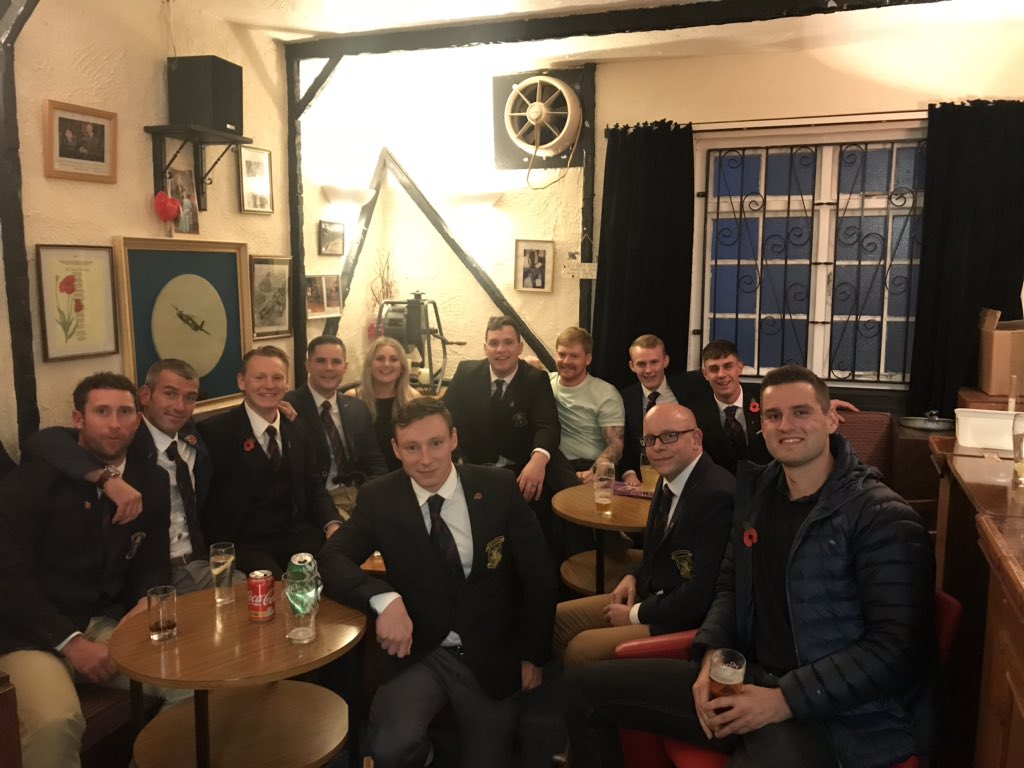 SapperJ's tweet photo. Men (plus Lucy) from #24commando having a few for those who are no longer with us. #wewillrememberthem #poppyappeal https://t.co/oJU8QkTTeE