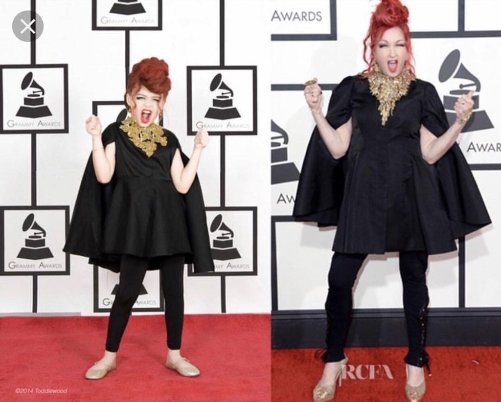 toddlewood's tweet photo. ToddleWood remakes Cindy Lauper Grammy Awards Photo #creative #toddlewood #costume #cindylauper https://t.co/5EwjIQs8Oe