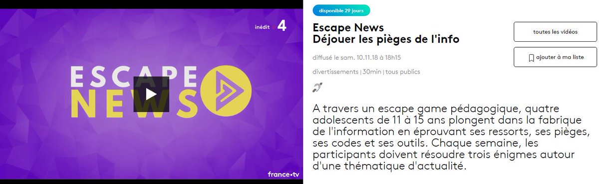 - Première de “Escape News” avec Thomas Sotto ce samedi 10 novembre sur France 4 - Les coulisses de la Télévision 
coulisses-tv.fr/index.php/dive…

- Disponible 30 jours sur france.tv/france-4/escap…
