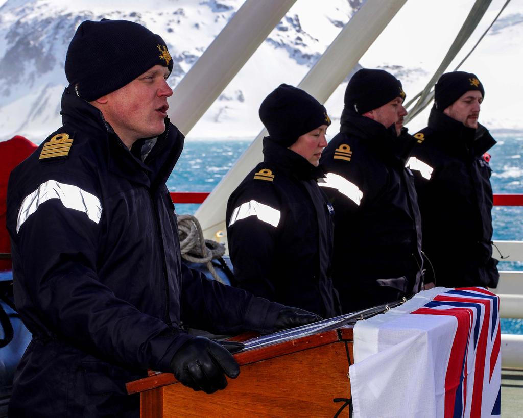#RemembranceDay2018 on-board HMS PROTECTOR, at sea off #ElephantIsland, Antarctica 

#Armistice100 #LestWeForget #ThankYou100 #Remembrance #Shackleton #Antarctic