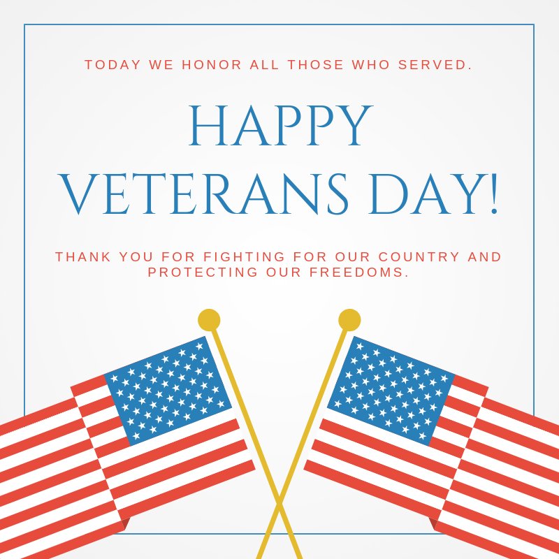 Today we thank and honor all those who served our country. Happy Veterans Day! #VeteransDay #ThankYou