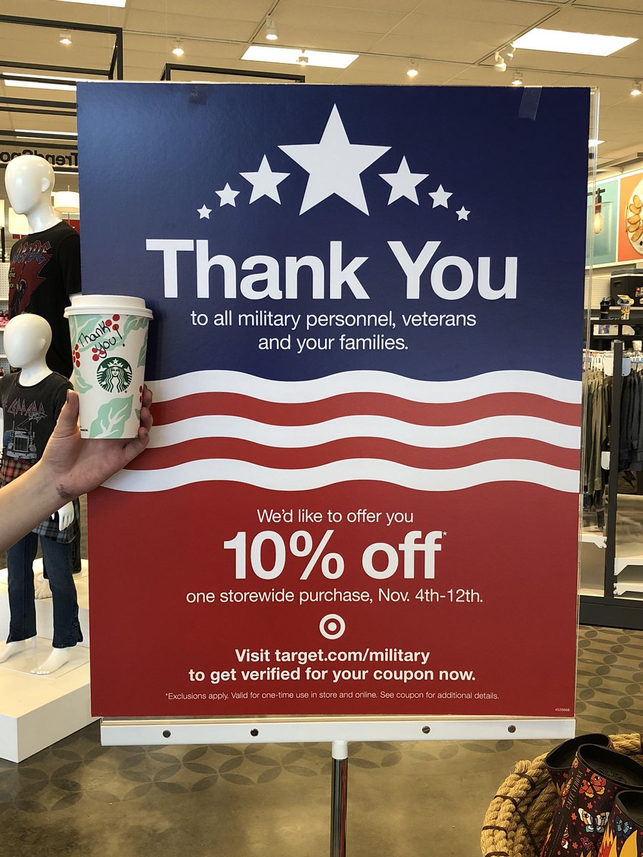 Thank you to all military personal, veterans, and their families for your service to our country. Stop by #T2867 for a free cup of coffee today as a small thank you from everyone here at #LancasterCentral and #Target. @ellielax6 #veterans #coffee #seeyoulatte