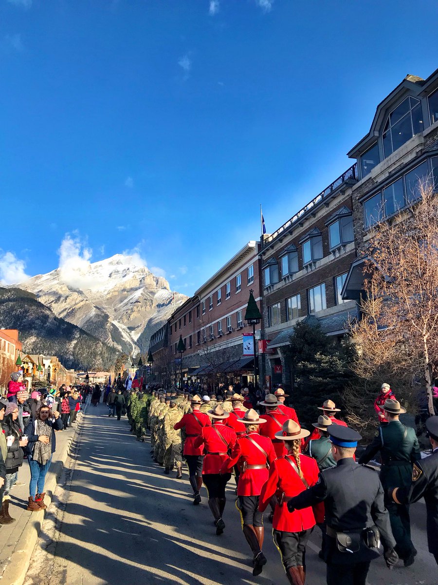 Remembrance day parade on Banff Ave. #LestWeForget