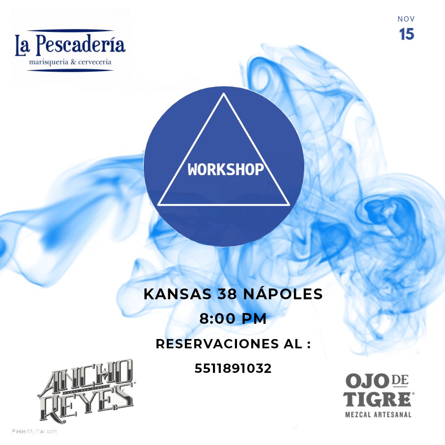 lapescamx's tweet photo. Ven a Nuestro Workshop a La Pescadería Nápoles
Jueves 15 de Noviembre 8 pm
Reserva ahora
Patrocinado por Mezcal Ojo de Tigre 
Y Ancho Reyes

https://t.co/Q9fNzH4af0  
#LaPescadería #SaboresDelMar  
#Marisqueria #Cerveceria 
#Restaurant #drinks 
#food #bebidas  
#eat #postres https://t.co/tZqyuR5ige