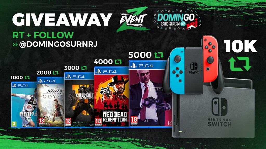 Domingo Radio Stream (@domingosurnrj) on Twitter photo Plein de cadeaux à gagner pour vous pendant cette émission en direct du #ZEVENT2018 ! Un cadeau débloqué par pallier franchi !!🎁
Pour participer : RT + follow <a href="/DominGoSurNRJ/">Domingo Radio Stream</a>
🗓️ TAS en fin d’émission Plein de cadeaux à gagner pour vous pendant cette émission en direct du #ZEVENT2018 ! Un cadeau débloqué par pallier franchi !!🎁
Pour participer : RT + follow <a href="/DominGoSurNRJ/">Domingo Radio Stream</a>
🗓️ TAS en fin d’émission