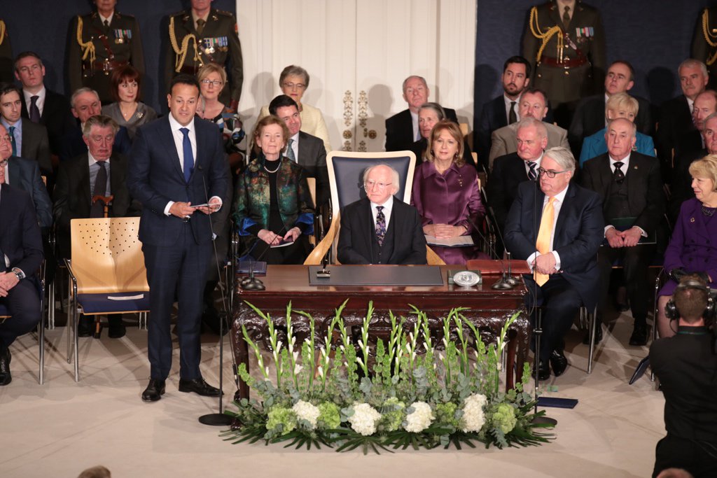 MerrionStreet.ie (@merrionstreet) on Twitter photo Taoiseach - As we approach the centenary of the first Dáil I believe we are fortunate to have someone with the values of @michaeldhiggins as president. <a href="/PresidentIRL/">President of Ireland</a> @campaignforleo #inauguration Taoiseach - As we approach the centenary of the first Dáil I believe we are fortunate to have someone with the values of @michaeldhiggins as president. <a href="/PresidentIRL/">President of Ireland</a> @campaignforleo #inauguration