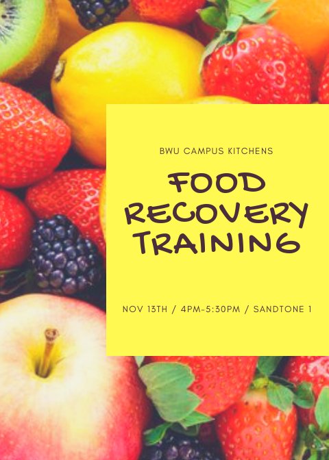 campuskitchenbw's tweet photo. We are hosting a food recovery training this Tuesday, November 13th in Sandstone 1. Come and learn what foods you can recover, how to handle it safely, and more! Use the link below to sign up🍴
https://t.co/YVnLozk5s2 https://t.co/RbG6MjVMSL