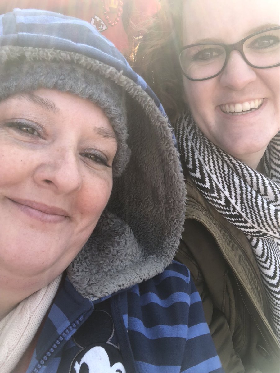 gandyc25's tweet photo. Took my sisters to their first game. @Chiefs #theyarelovingit #SaluteToService #thankstoallthevets https://t.co/O3v8uuuZKH