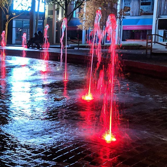 The City Park #fountians in #Red for #rememberenceday #bradford #instagram