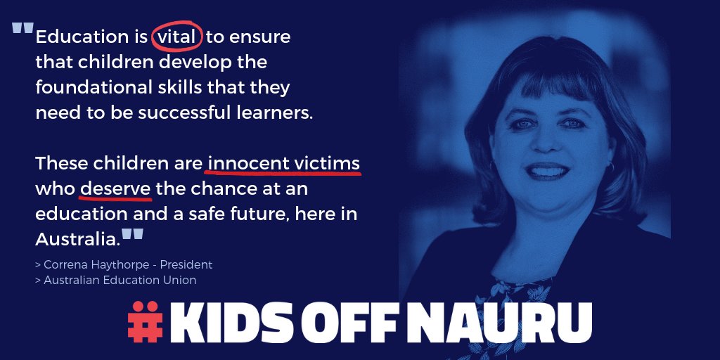 kidsoffnauru's tweet photo. We just expect our kids to get a good education. 👏Thank you Correna and the Australian Education Union @AEUfederal who are standing up for the kids trapped on Nauru, who have the same right to a quality education and bright future as Aussie kids. #KidsOffNauru https://t.co/yAWBfKomXv