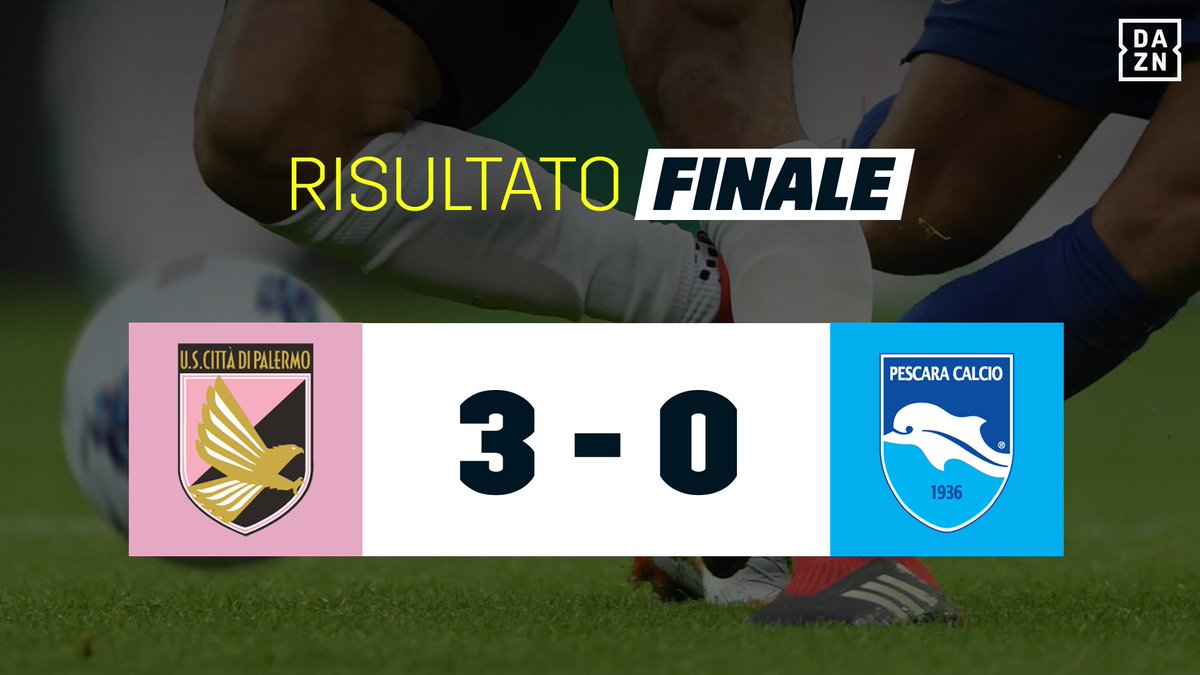 DAZN_IT's tweet photo. ⏰ Triplice fischio al Renzo Barbera
⚽ Il Palermo si impone con un netto 3-0 e vola in cima ala classifica di @Lega_B
#SerieBKT #PALPES https://t.co/aBRKJ1dfjn