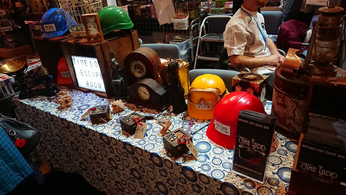 TimelockEscape's tweet photo. Thanks to everyone who visited our stall @WrthingWormhole yesterday. Loads of people tried our mini #EscapeGame boxes, and three people managed to open them without any clues. We look forward to opening our doors in a few weeks for the first teams through the Time Lock #Worthing https://t.co/TiufjmWCPM
