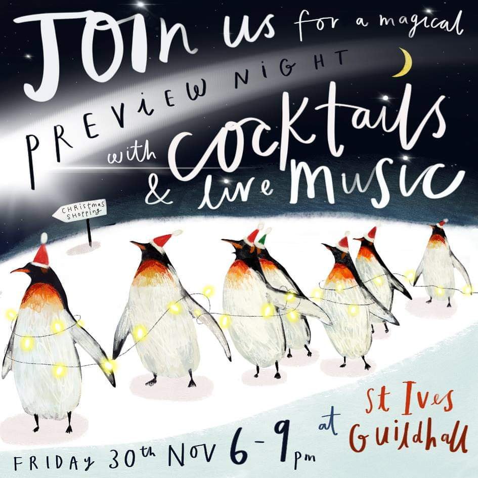Cocktails from @tomthumbnewquay , penguins, live music and cool craft, what more do you need?! #EtsyMadeLocalUK #stives #ChristmasFair