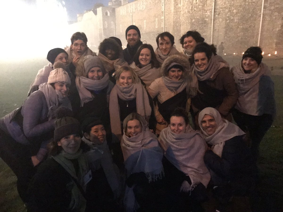 miracalix's tweet photo. for the last 40 mins or so i put on a speaker & scarf & joined the green #teamcalix group- joy! my score was architectural as well as notated - with over 40 channels of sound diffused through +100 speakers -44 of them human #BeyondtheDeepeningShadows #towerofondon #soundart https://t.co/Y2XzQVGfks