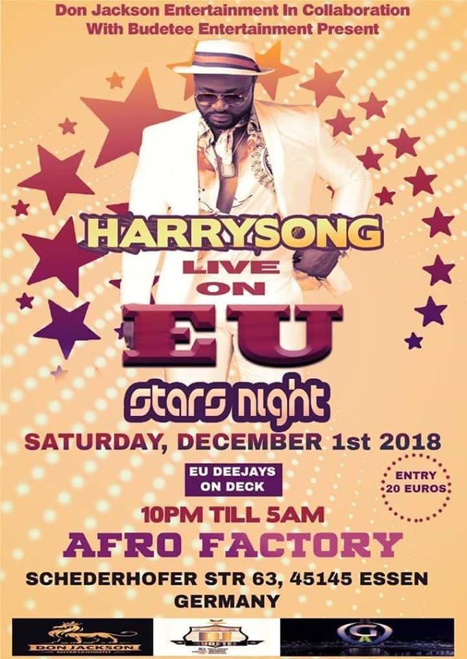 About to happen on 1st December in Essen Germany.... Check it out. Mr.Chichi on stage featuring Harrysong on " Firewood " hit song on his 2018 Europe tour. Dope and hilarious.... it's gonna be...