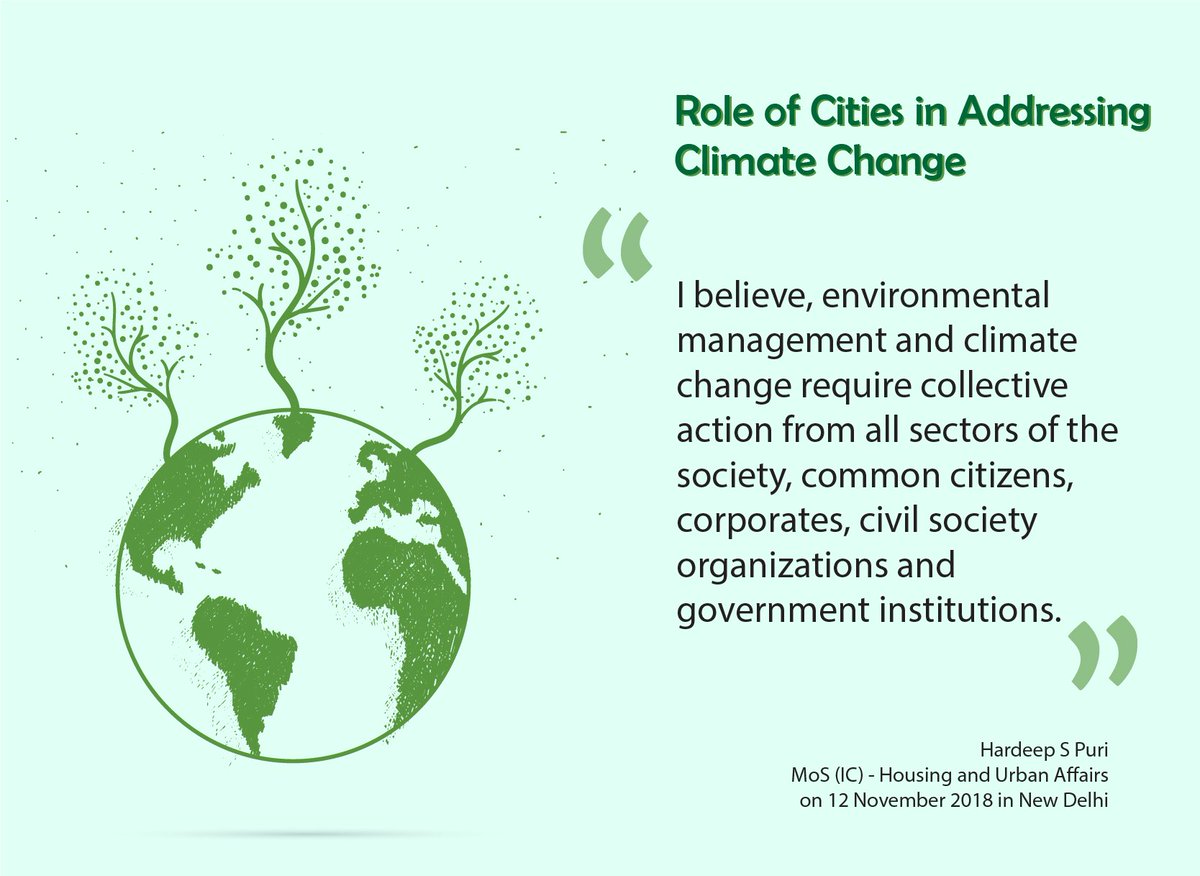 "I believe, environmental management and climate change require collective action from all sectors of the society, common citizens, corporates, civil society organizations and government institutions." - MoS H&amp;UA <a href="/HardeepSPuri/">Hardeep Singh Puri</a>