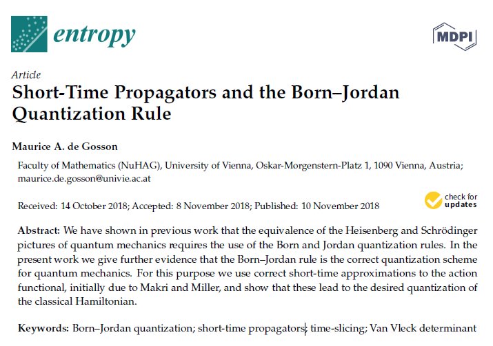 Entropy_MDPI's tweet image. #mdpientropy Short-Time Propagators and the Born–Jordan #Quantization Rule mdpi.com/1099-4300/20/1…  @Entropy_MDPI #timeslicing #shorttimepropagators  #quantization  #quantummechanics