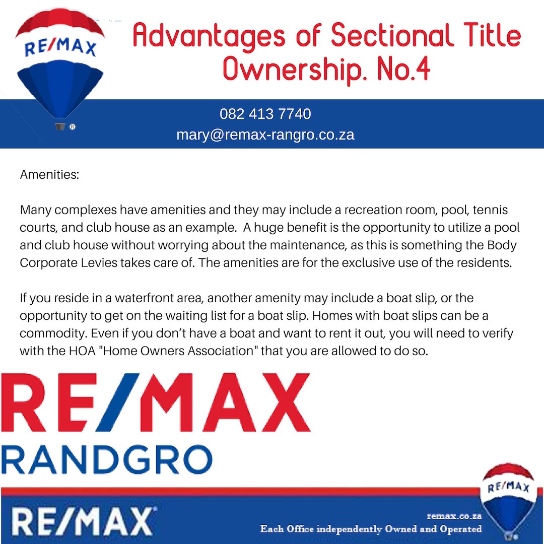 sectionalprop's tweet image. Sectional Title Living. Need answers? - Call Mary Andalaft 082 413 7740 or email info@sectionaltitlespecilalist.co.za 
or mary@remax-randgro.co.za 
#sectionaltitle #townhouse #apartments #cluster 
/www.remax-randgro.co.za/property_search_result.aspx?status=-10&amp;amp;agent_ref=352