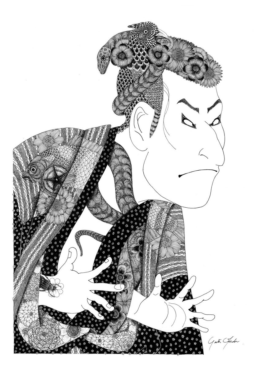 Twitter पर Yutaokuda かれこれ2年前 Miharaさんでお仕事させていただいた時のアート ロゴもやらせていただきました 良い写楽が描けたと思います Nehanne 写楽 浮世絵 アート ファッション Miharayasuhiro Yutaokuda だまし絵 細密画 線画