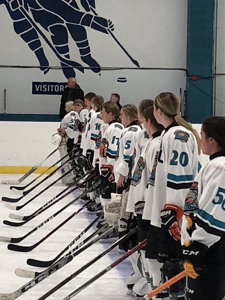 Bluewater Jr Hawks were proud to have Terry Millman, grandfather of player Taylor Clarke and a retired member of the Canadian Armed Forces join us on our bench today for the National Anthem. Thank you to Terry and all current and retired members of our Armed Forces.