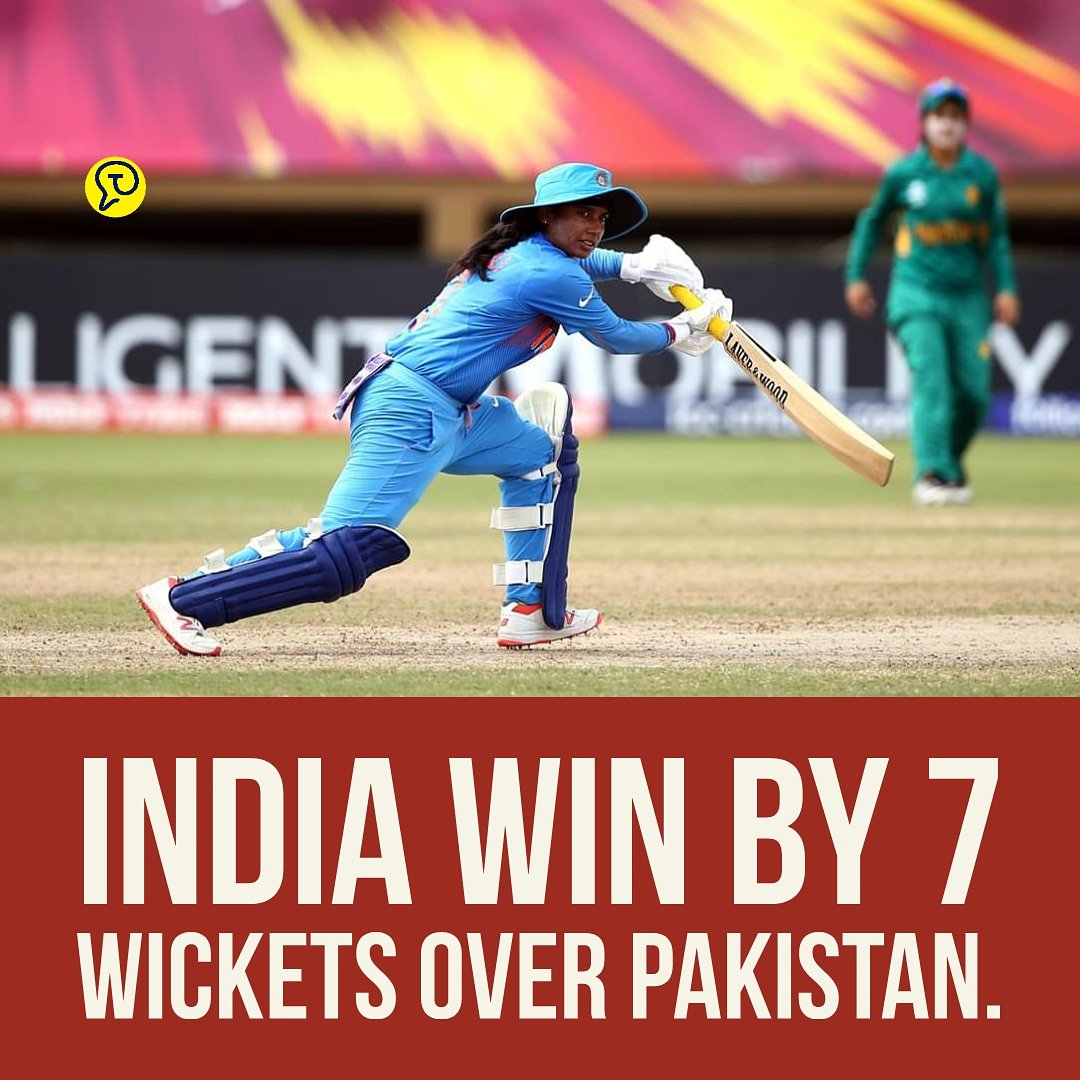 Indian Womens Cricket Team won by 7 wickets over Pakistan

Mithali Raj hit 56 from 47 balls 
India - 137/3 19/20 ov RR: 7.21
Pakistan - 133/7 20/20 ov RR: 6.65

#INDvPAK #IndianWomensCricketTeam
 #MitaliRaj