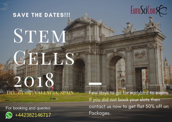 For bookings: advanced-stemcells.euroscicon.com/registration   
With just over a month to go places are filling up rapidly for the foremost #StemCells 2018.  If you are thinking of attending, please do not delay as you may miss out
<a href="/SYNBiologics/">SYNBiologics</a> <a href="/Capricor/">Capricor Therapeutics</a> @ViaCyte <a href="/novonordiskus/">Novo Nordisk US</a> <a href="/UKSCF/">UKSCF</a> <a href="/EuropeanCancer/">European Cancer Organisation</a>