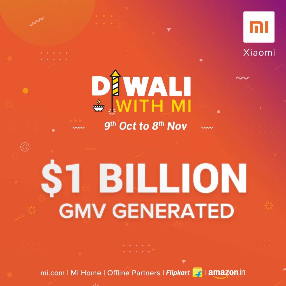 manukumarjain's tweet photo. 1 Team, 1 Month, 1 Billion! 🤘

@XiaomiIndia sold 8.5M+ devices worth US$ 1B+ in just one month (9th Oct to 8th Nov)! 💪

* 6M+ smartphones
* 400K+ Mi TVs 
* 2.1M+ ecosystem products &amp; accessories.

RT if you bought a #Xiaomi device during this festive period. #DiwaliWithMi (1/2) https://t.co/3Hrz7KN9R3