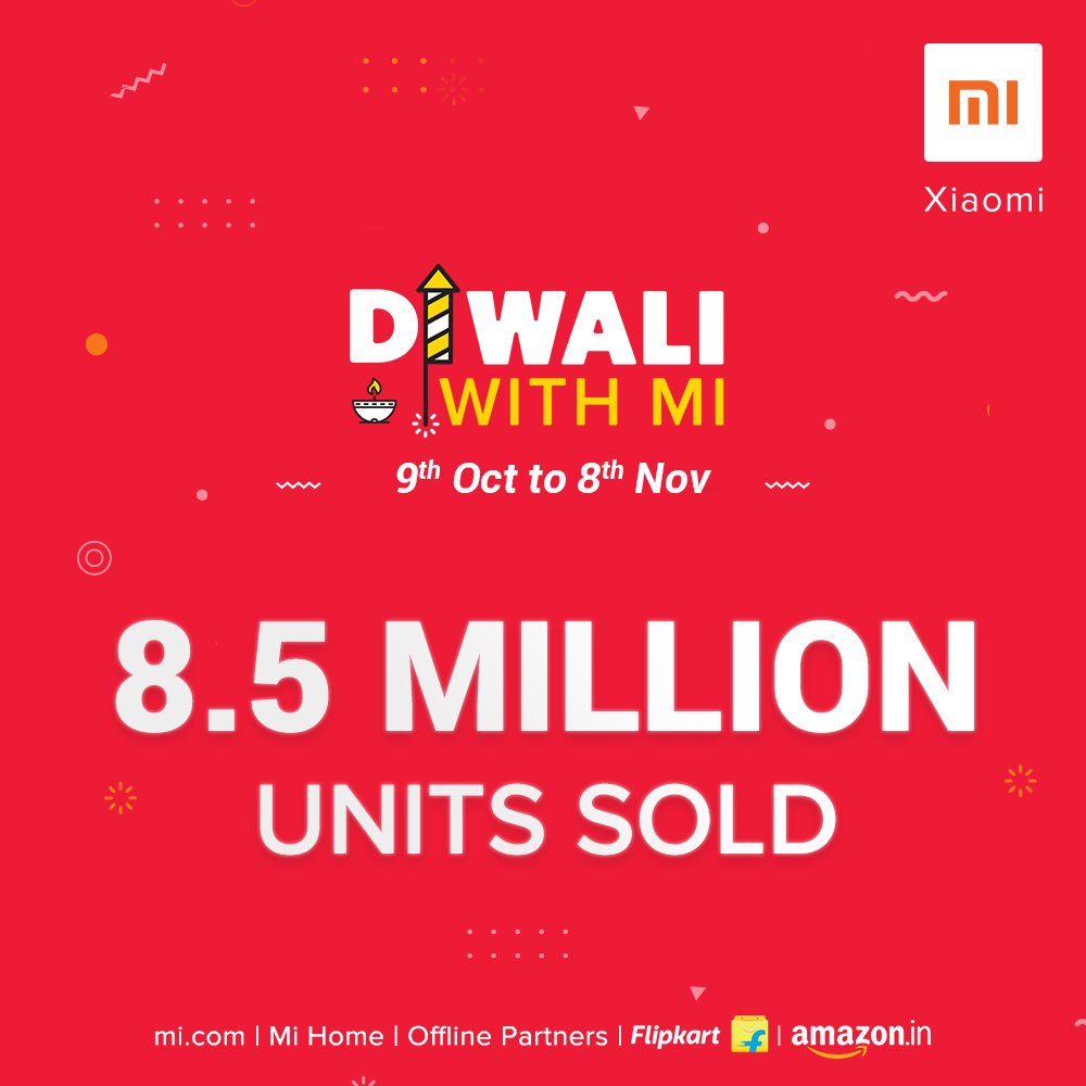 manukumarjain's tweet photo. 1 Team, 1 Month, 1 Billion! 🤘

@XiaomiIndia sold 8.5M+ devices worth US$ 1B+ in just one month (9th Oct to 8th Nov)! 💪

* 6M+ smartphones
* 400K+ Mi TVs 
* 2.1M+ ecosystem products &amp; accessories.

RT if you bought a #Xiaomi device during this festive period. #DiwaliWithMi (1/2) https://t.co/3Hrz7KN9R3