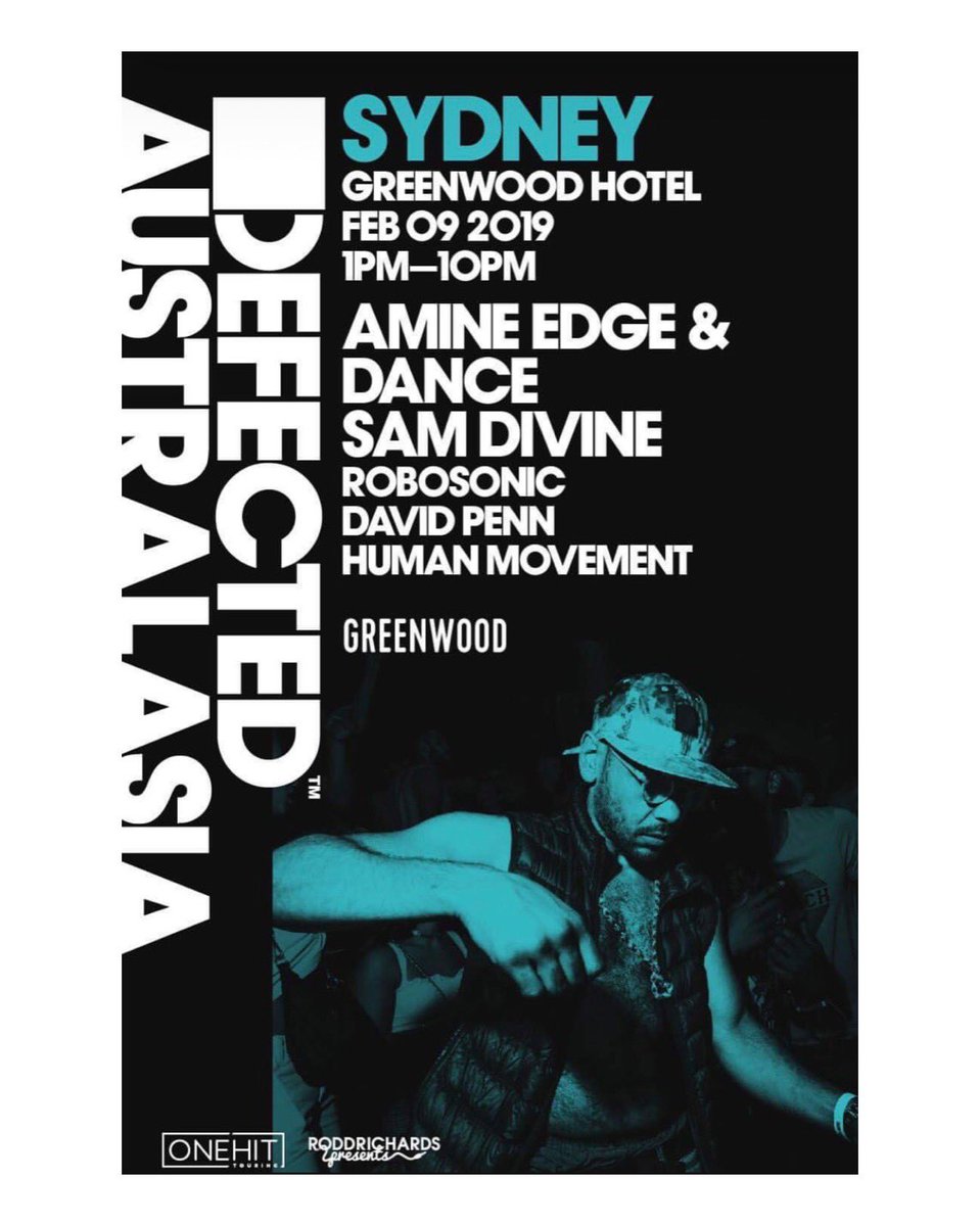 ivvysmiles's tweet photo. @AmineEdge_DANCE @samdivine @robosonic @DJDavidPenn @HumanMovementAU // coming to Australia - thanks to @DefectedRecords &amp; @OneHitAgency Sydney, February 2019 #SydneyDefectedCrew https://t.co/rBoXZHJvdC
