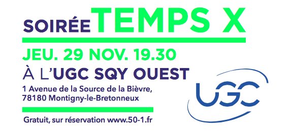 Rencontre exceptionnelle avec les <a href="/FreresBogdanov/">Igor et Grichka</a> jeudi 29 novembre à l' #UGCSqyOuest ! Places limitées, inscrivez-vous : weezevent.com/festival-50-1-… #tempsx #bogdanoff #Festival_50_1